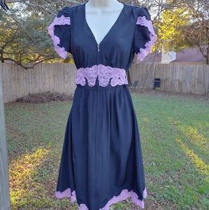 Party! Betsey Johnson black pink silk dress 4 ECU